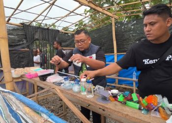 Tim gabungan gerebek sarang narkoba desa serbajadi, 6 barak narkoba dibumihanguskan